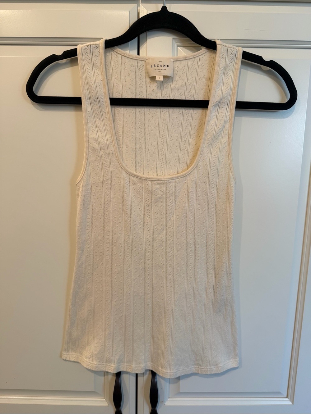 Sezane Juan Top in Cream Pointelle